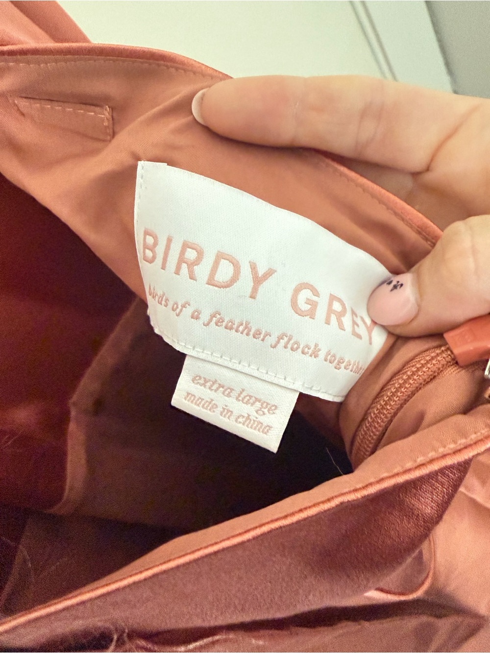 Birds Grey Monica Satin Dress in Terracotta, size XL NEW w/ tags - Picture 9 of 10